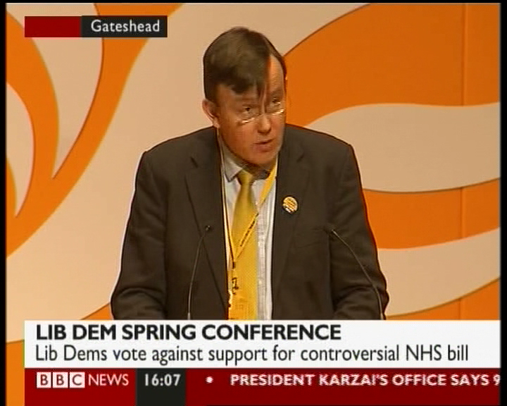 Winchester Liberal Democrat, Martin Tod, speaking in the NHS Debate at Lib Dem Conference BBC Screengrab of Winchester Liberal Democrat, Martin Tod, speaking in the NHS Debate at Lib Dem Conference